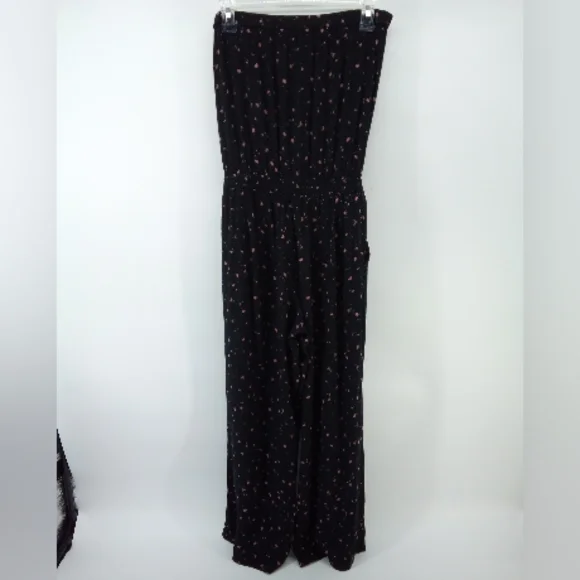 Aritzia Sunday Best Taggie Black Jumpsuit S Roses Floral Pull On Strapless - Picture 12 of 15